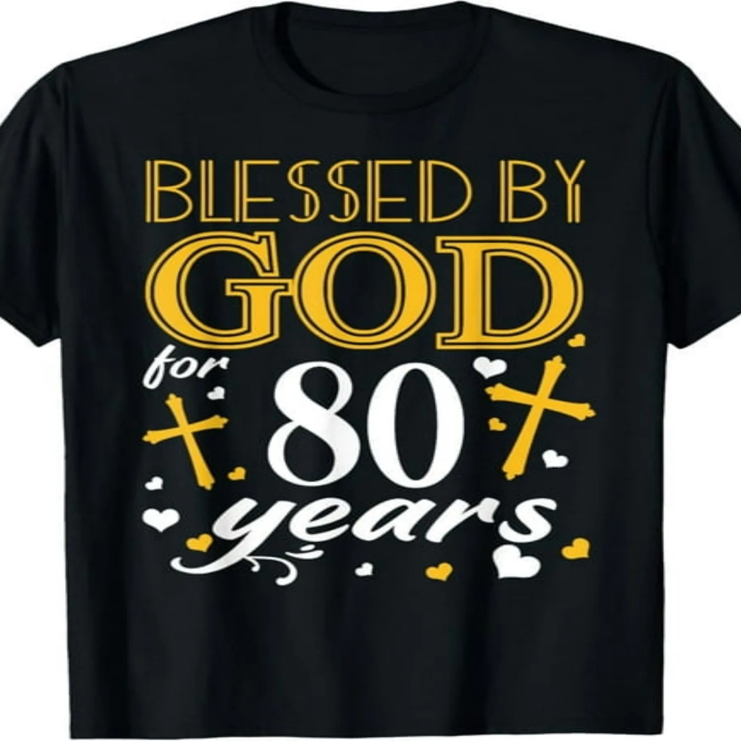 Vintage Blessed By God for 80 Years Happy 80th Birthday T-Shirt100 jpgSame style for men and women 2025 summer short-sleeved printed T-shirt pure 220G Everyday Wear Shirt, Art Print Tshirt