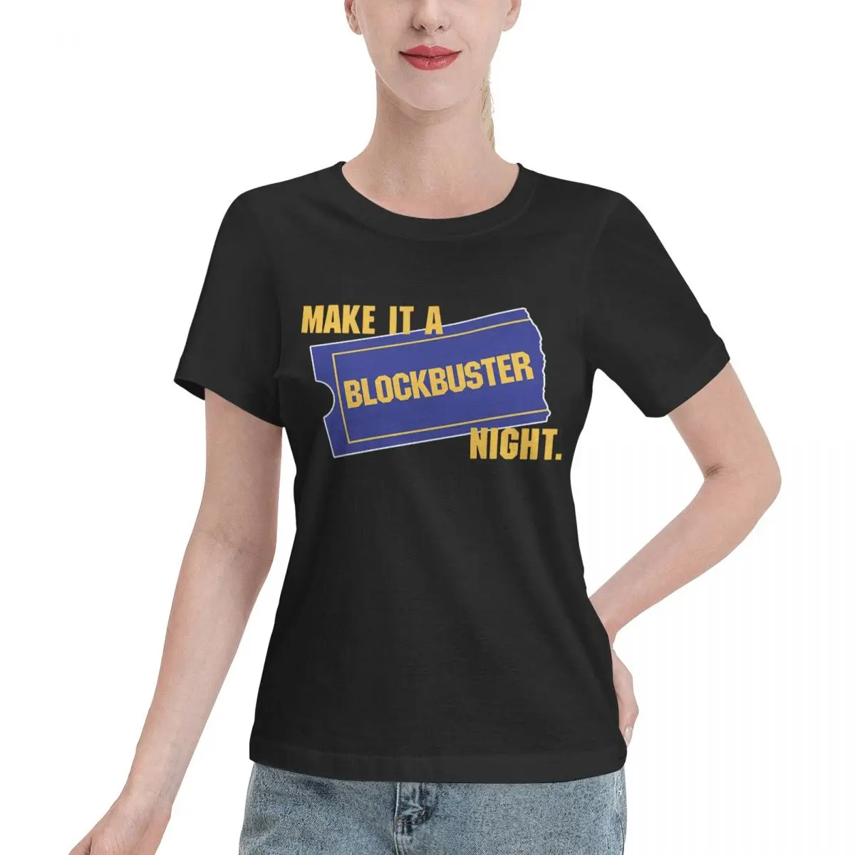 Blank For Print Make It A Blockbuster Night Women's T-shirt Minimalist Outfit Loose Women Tshirt