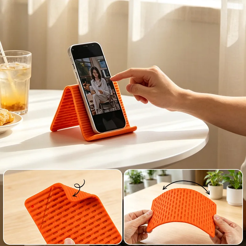 1/3PC Foldable Flexible Silicone Phone Stand Portable Multifunctional Lazy Holder for Desk Tablet Laptop