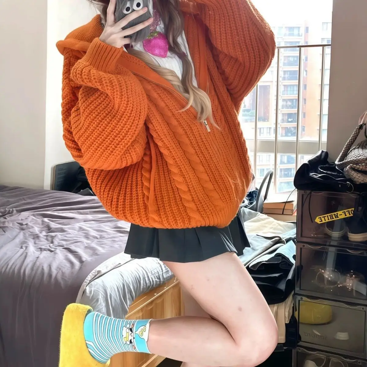 

Lazy Twist Knit Hoodie Sweater, New Autumn and Winter Loose Fit, Unisex Versatile Dopamine Sweater Jacket