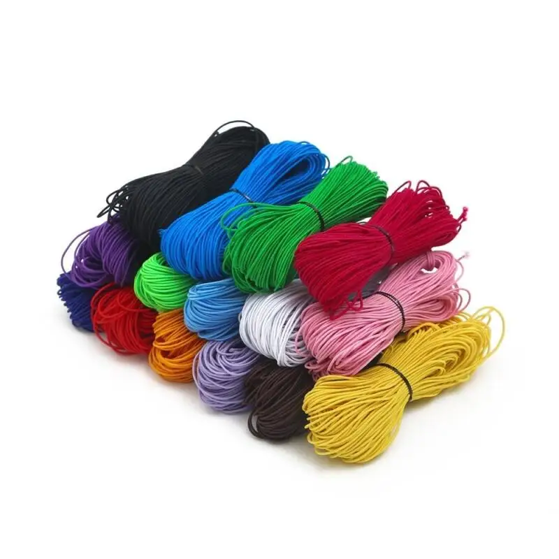 1~2 bundle 1mm   Braided Elastic Cord Beading Threads Stretch String Fabric Crafting Cords for Jewelry Making