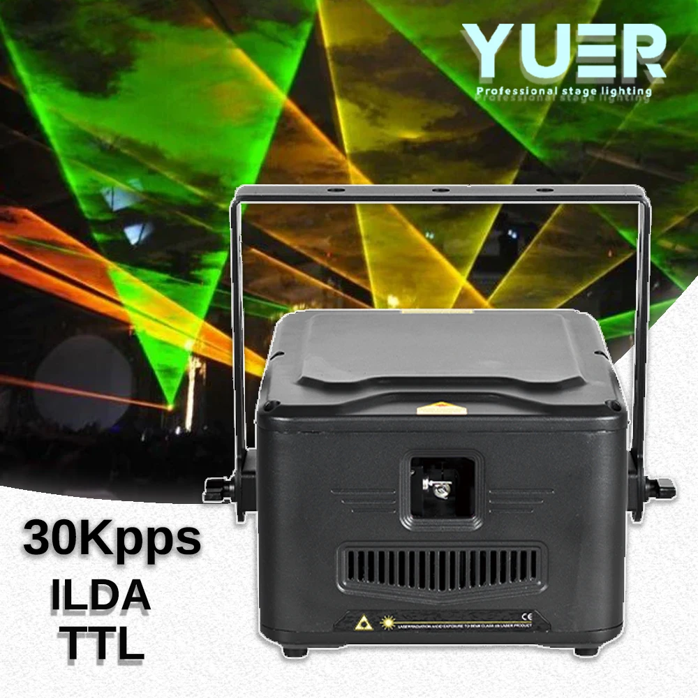 NEW ILDA 10W Full Color RGB Animation Beam 30Kpps Scanning Stage Laser Light TTL Projector DJ Disco Bar Club Party Xmas Effect