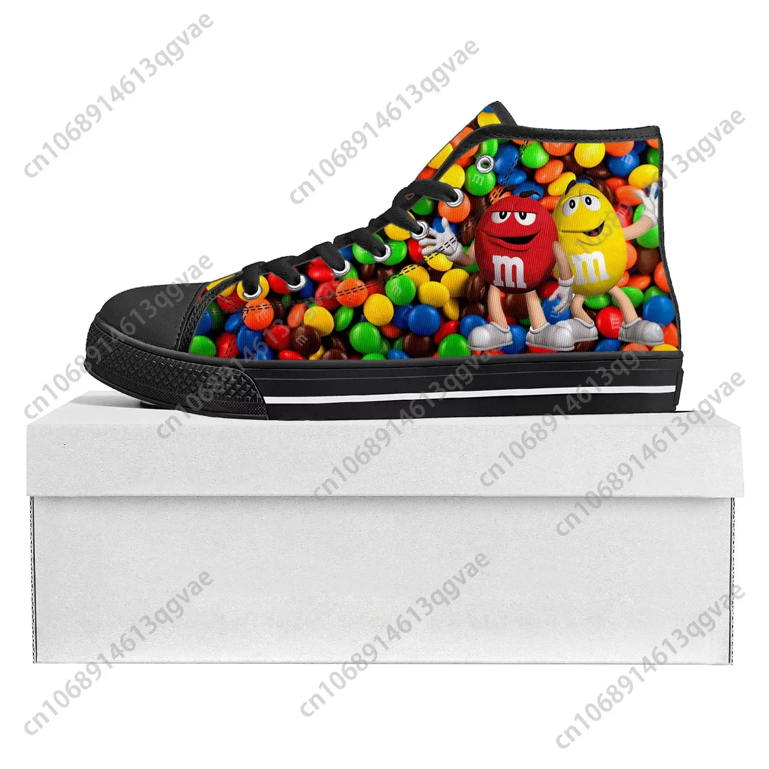 

M Chocolate Cartoon High Top High Quality Sneakers Mens Womens Teenager Pop Canvas Sneaker Casual Couple Shoes Custom Shoe Black