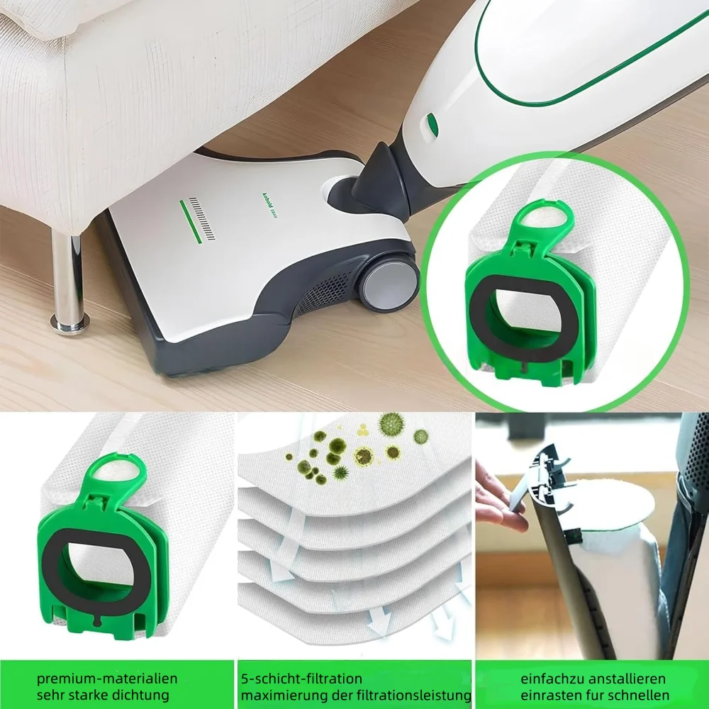 Geeignet für Vorwerk Kobold VB100 FP100 Staubsauger – Staubsammelbeutel aus Vliesstoff, Müllbeutel und Filtersieb