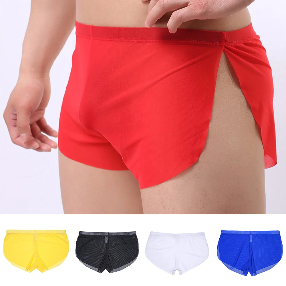 شبكة ملخصات الملابس الداخلية السروال Homewear حريري لينة الرجال جذوع ملابس داخلية كاجوال السلس شبكة L-XL ملابس خاصة السراويل #6