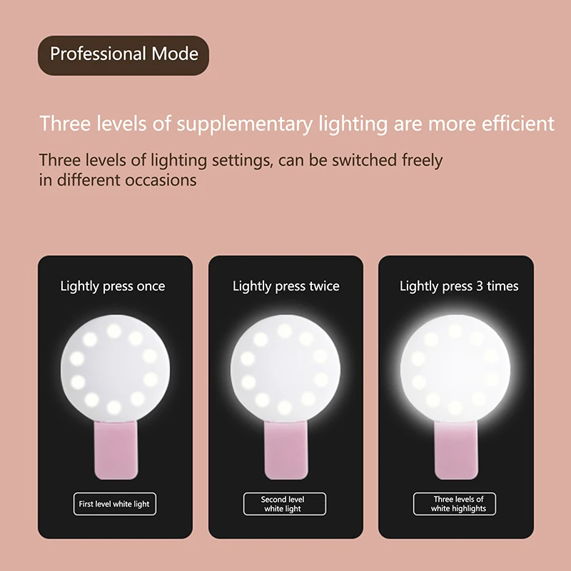 Mobile Phone Fill Flash Lens Ring Light Lamp Portable Clip Three Stop Dimming Mini Durable Practical 10 LED Selfie Ring Beauty