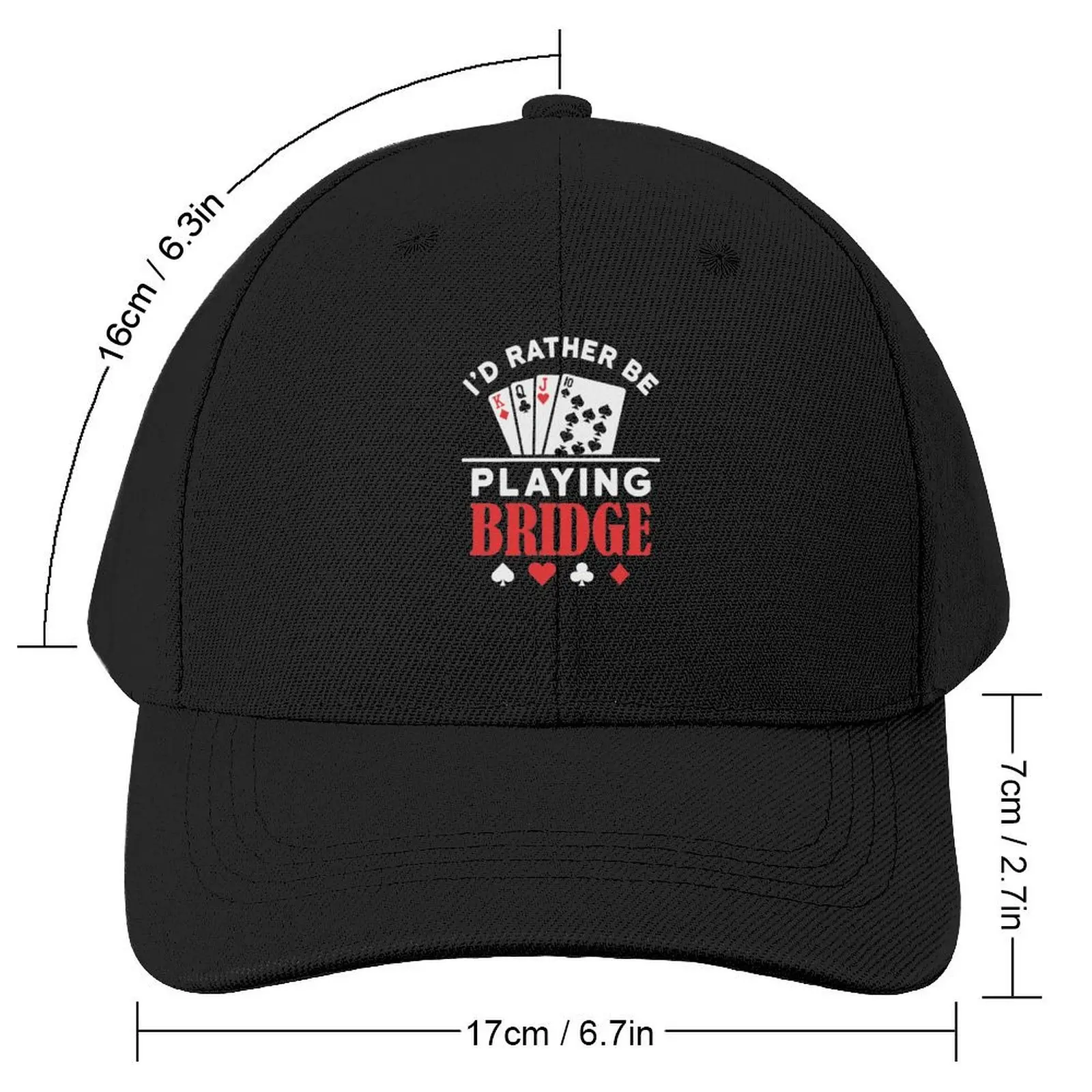 I'd Rather Be Playing Bridge Funny Bridge Card Game PlayerCap Baseball Cap black Designer Hat For Men Women's