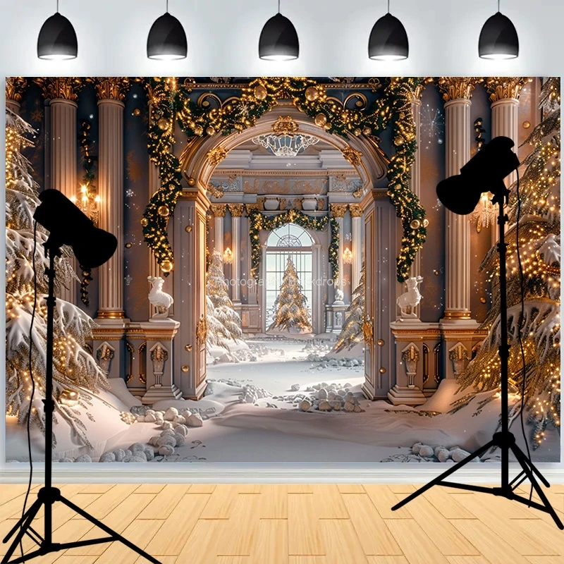 새해 크리스마스 날 축제 사진 배경 벽난로, 겨울 거실 선물, 휴일 사진 스튜디오 배경 RS-27