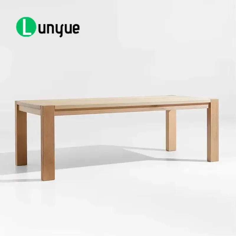 Natural Red Oak Solid Wood Dining Table Rectangular Custom Size Color Sturdy Wooden Desk for Home Kitchen Restaurant
