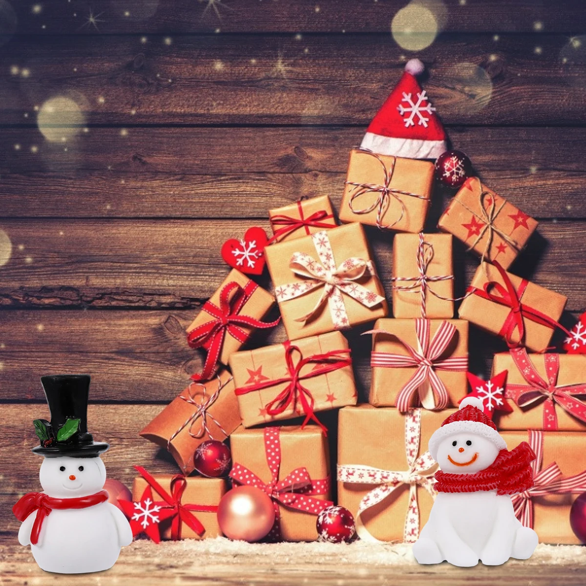 

8Pcs Snow Scene Rustic Resin Christmas Ornaments Small Miniature Craft Decoration Holiday Christmas Ornaments Miniature Ornament