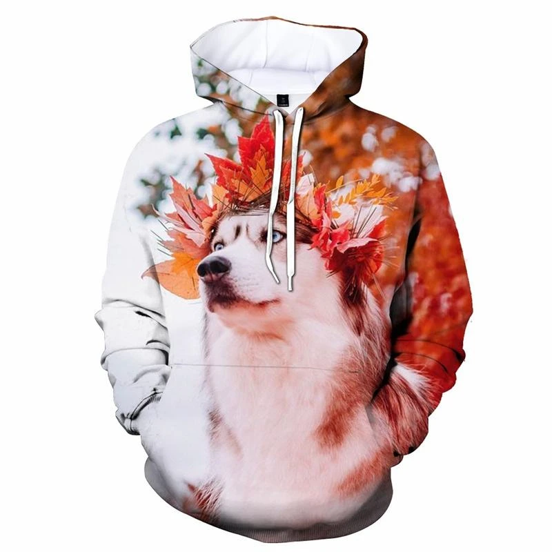 

Cute Husky Pattern Hoodies Fashion Autumn Long Sleeve Men Women Funny 3D Dogs Printed Hoodie Loose Streetwear Trend Sweatshirts