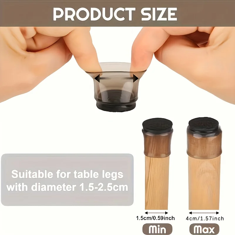 12-24Pcs Chair Leg Caps Anti-Slip Wear Resistant Noise Reducing Floor Protectors, 3 Optional Shapes: Round Square Rectangle