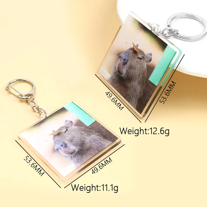 Funny Capybara Meme Acrylic Keychains Cute Cartoon Capybaras Double Sided Animal Keyring for Bag Car Key Pendant Accessory Gifts