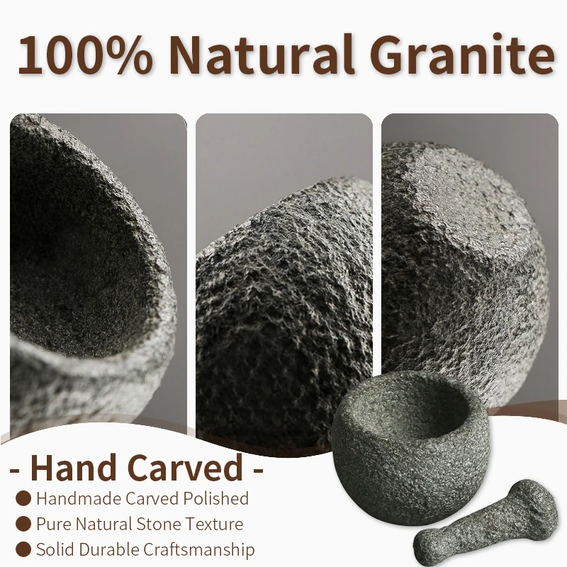 Mortar Pestle Natural Stone Handmade Zen Premium Tea Pet Spice Grinder Chinese Tea Ceremony Home Kitchen Gift for Tea Lovers