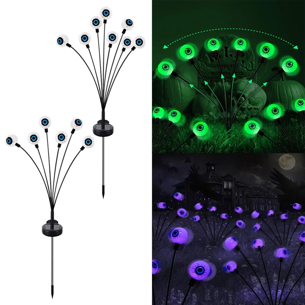 Halloween Eyeballs Solar Led Lights Outdoor Waterproof Horror Ghost Eye Lamp for Garden Halloween Party Festive Decoration