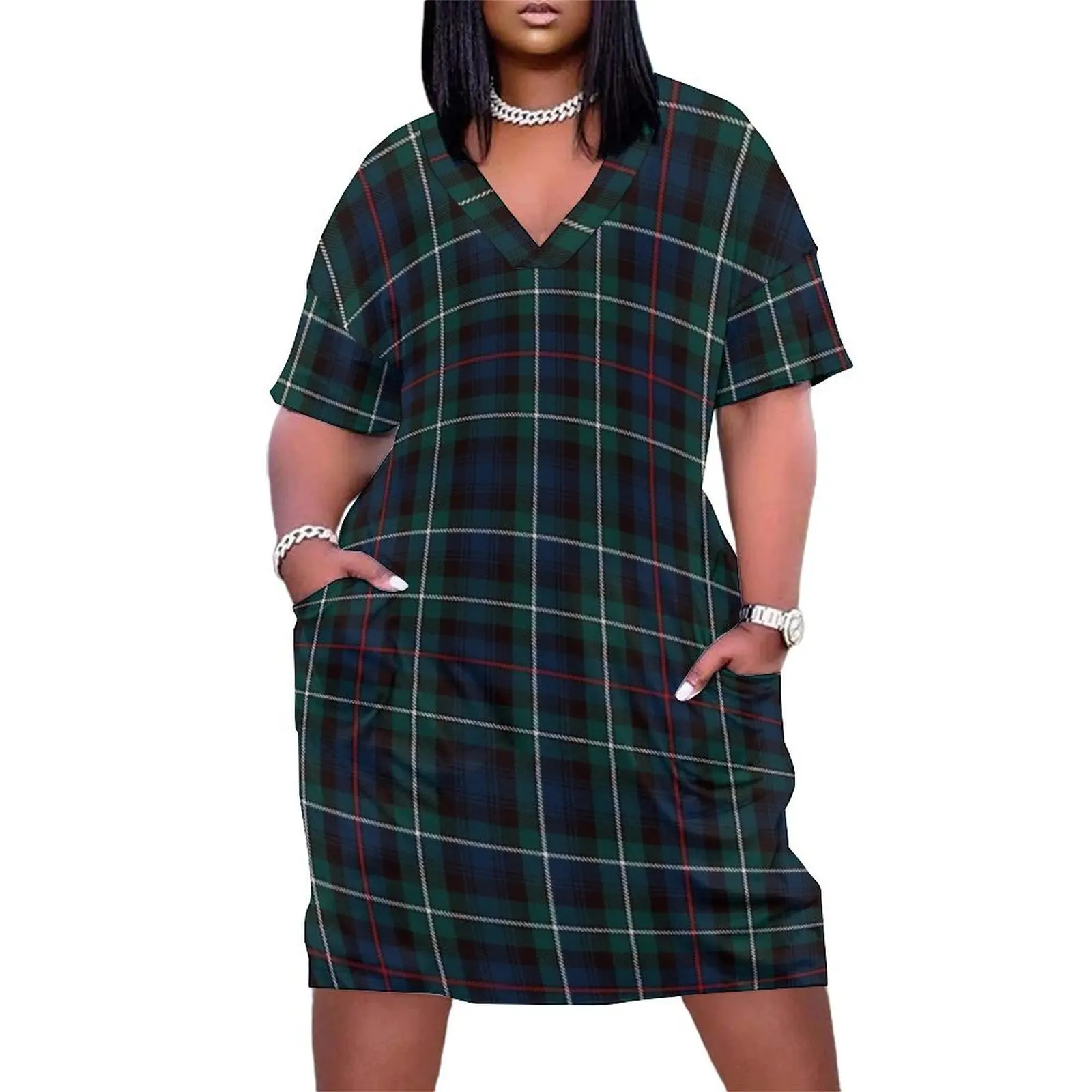 

tartan Mackenzie outlander Loose Pocket Dress women"s evening dresses