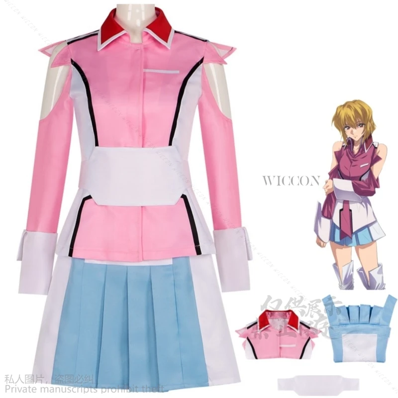 Anime Gundam Seed Destiny Stellar Loussier Cosplay Costume Pink Coat Battle Uniform Adult Woman Lovely Christmas Party Suit