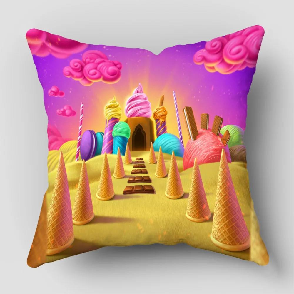 

Ice Cream Pillowcase Bedroom Living Room Square Cushion Pillowcase3.20