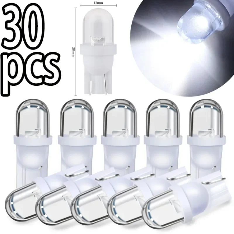 10-30pcs Car T10 Led Bulbs LED Light Cold White Silica Auto Interior Dome Reading Wedge Side Door Trunk Lamp License Plate Lamp