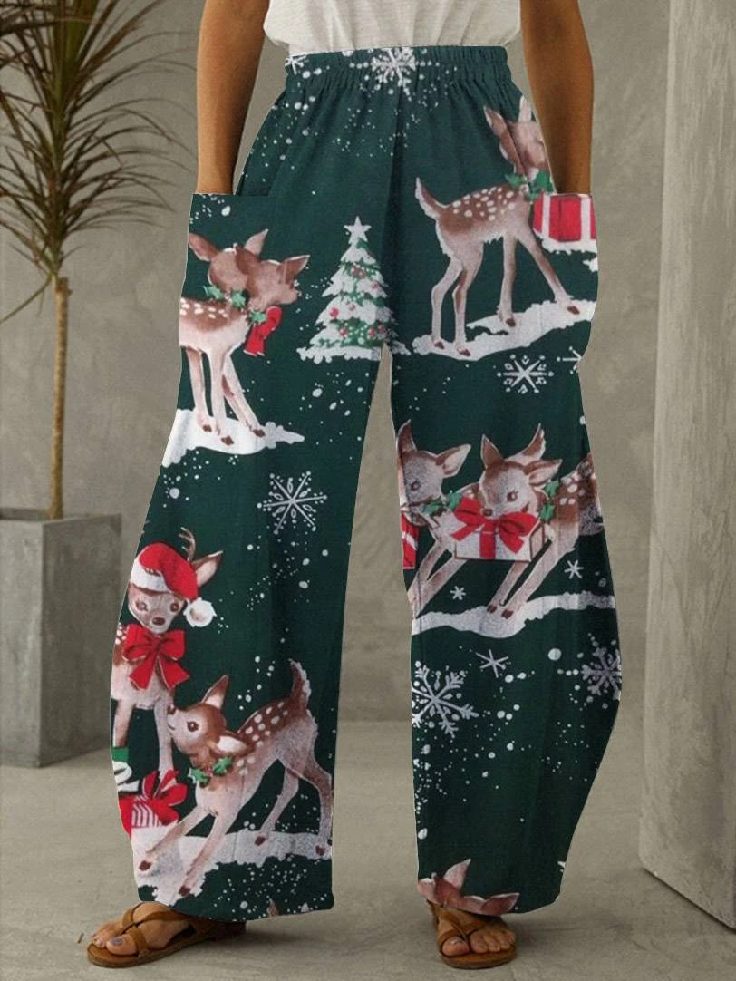 

Fashionable And Casual Christmas Element Pattern 2024 Cross-Border Loose New Wide Leg Pants Factory Direct SalesWC5