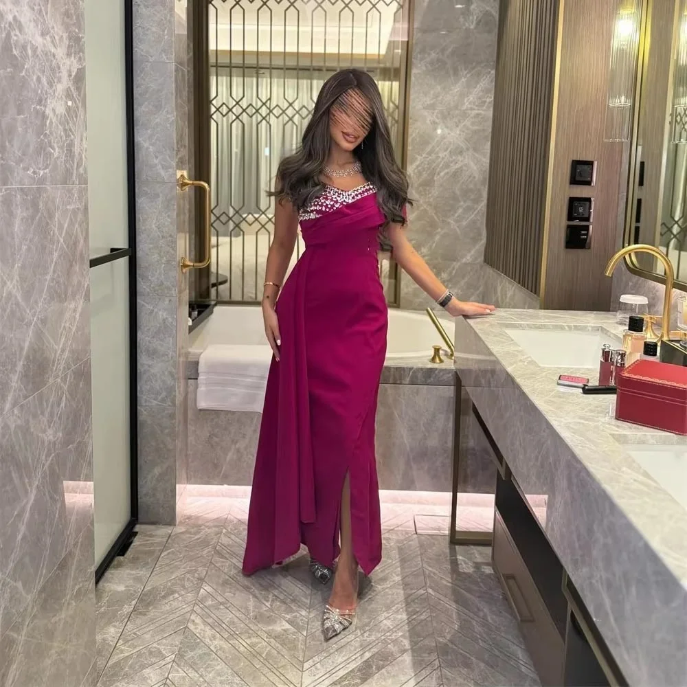 Dostosowane wykwintne suknie wieczorowe bez rękawów Mermaid Charming V Neck Ruched Prom Dress Ruffles Beading Party Gown فساتين سهرة