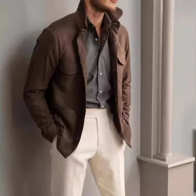 Spring/Autumn jacketTrendy Archaic and Simple British Jacket Men's Coat Spring and Autumn Multi-Pocket Design