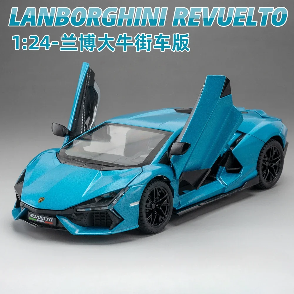 

1:24 Lamborghini Revuelto Sports Car Model Diecast Metal Toy Vehicles Car Model Sound Light Collection Kids Toy Gift