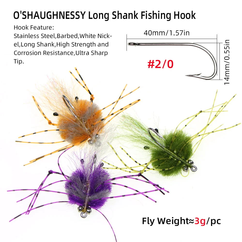 Vampfly 1 قطعة 2/0 EP كراب يطير الدمبل عيون المطاط الساقين كراب الطعوم الاصطناعي الحشرات الطعوم تصريح العظام الأسماك الحمراء الصيد السحر