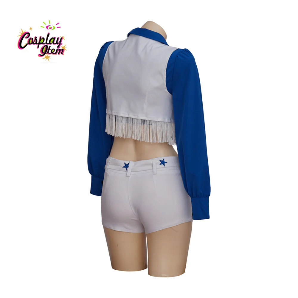 Traje de Cheerleader Cowboy para mulheres, uniforme de torcida colegial, Top Recortado com Shorts, Traje de Cheerleading Sexy