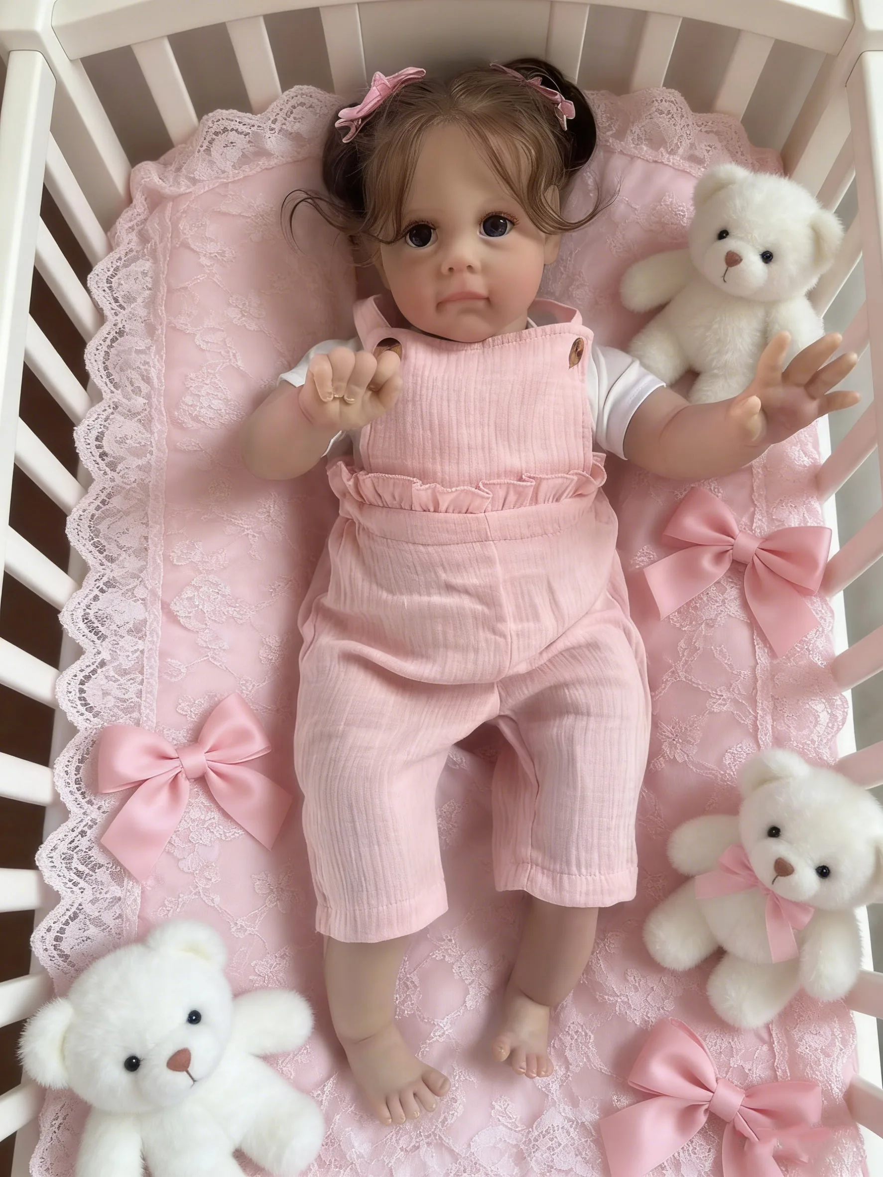    22 inch pasgeboren Maggi levensechte peuter herboren pop zachte doek lichaam meerdere lagen schilderen met zichtbare aderen handwortelhaar