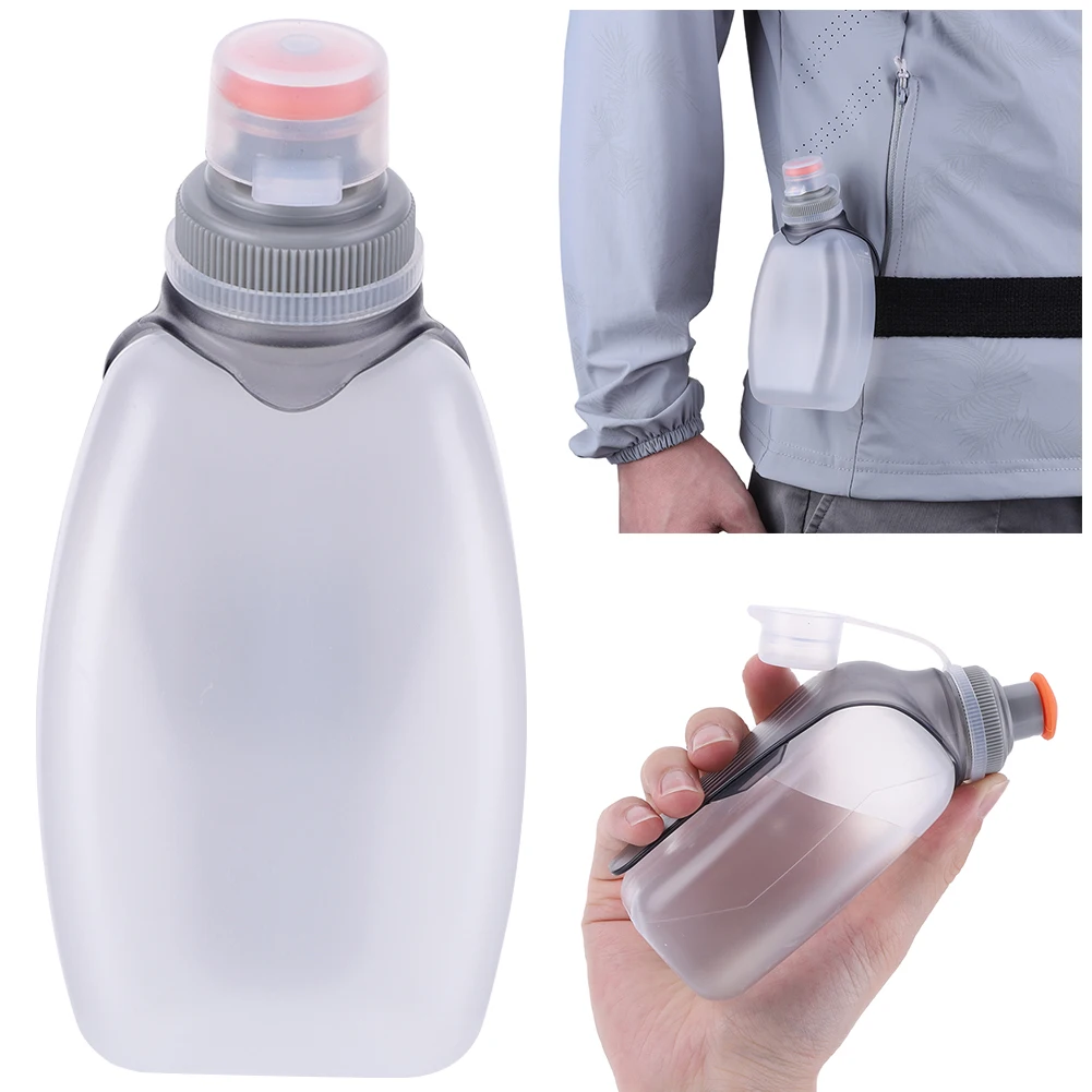 250ml Squeeze Water Bottle with Clip & Dustproof Lid Hydration Waist Bottle Leakproof Running Belt Bottle for Running Cycling