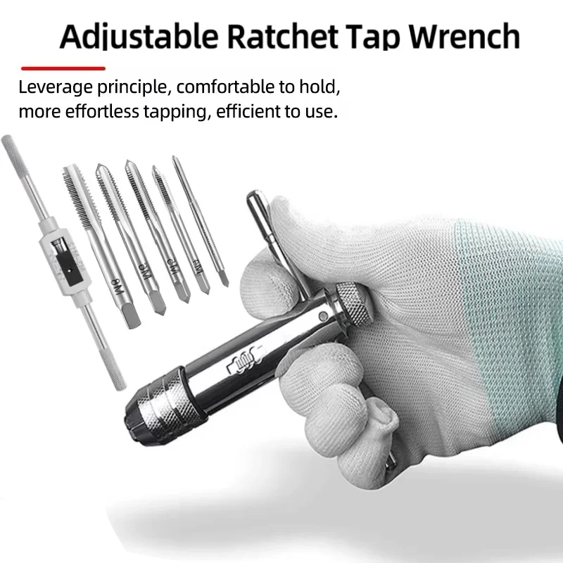 

Inner Thread Tapping Male Thread Ratchet Tap Straight Groove Tap Twisting Hand Tapping Screw Hole Manual Tapping Device Tool