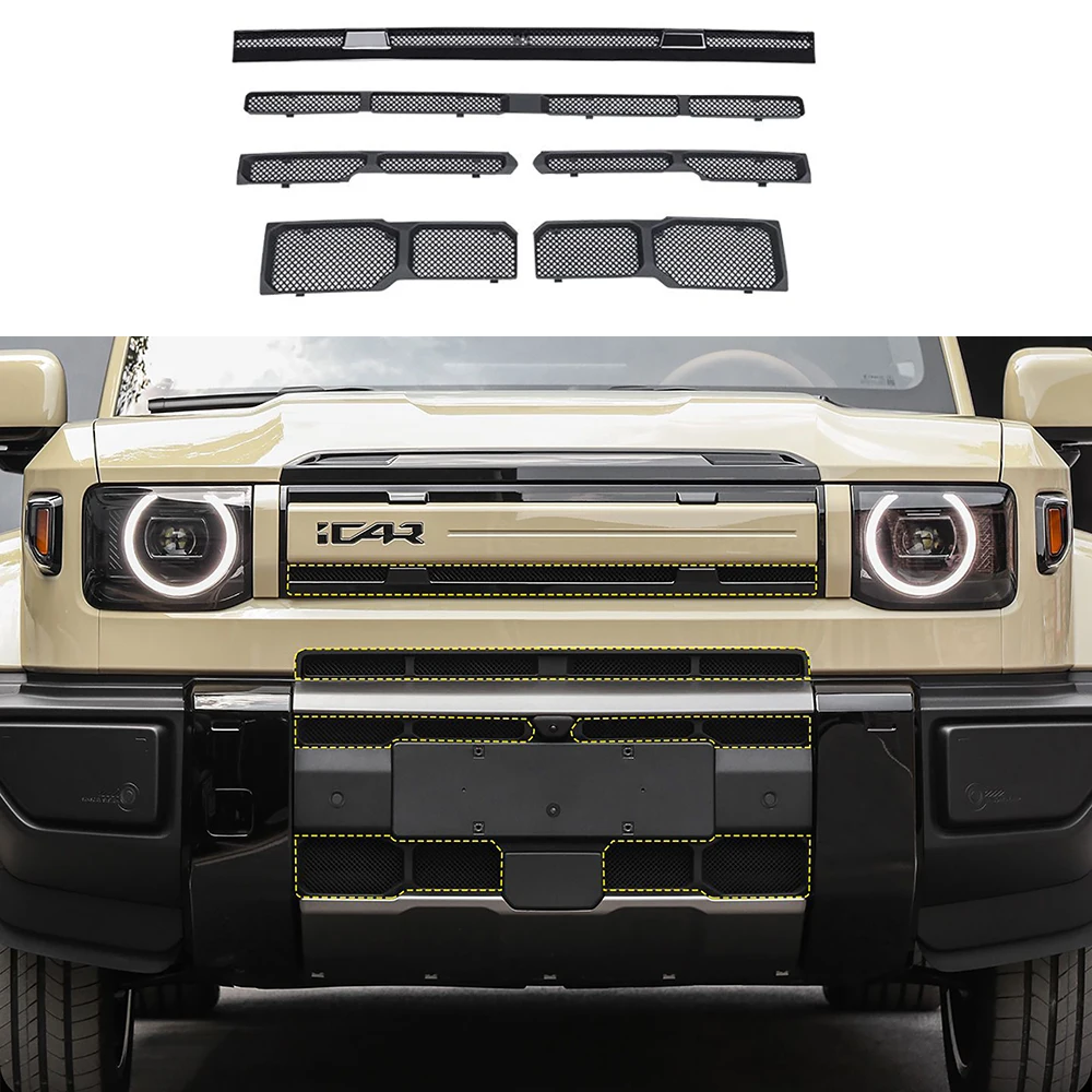 Front Insect Proof Mesh Grille Buckle Fit for 2025 2026 CHERY ICAR V27 Buckle Type Insect Screen Protective Cover Accessories