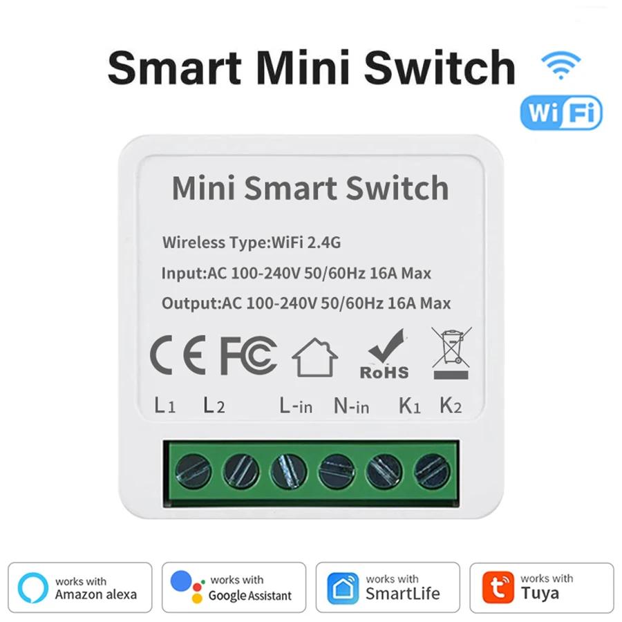Intelligenter WiFi/Zigbee 3.0 Schalter 16A 20A Modulrelais 2-Wege-Steuerung Kompatibel mit Tuya Smart Life APP Alexa Home Assistant