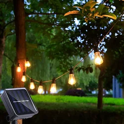 Guirnalda de luces LED solares para exteriores, lámpara de hadas para muebles de jardín, impermeable IP65, Bombilla de decoración navideña, Retro, vacaciones