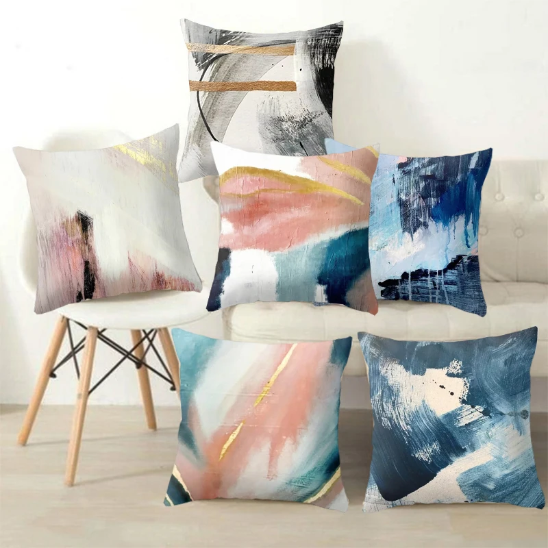 

Наволочка для домашней подушки, льняная подушка с масляным рисунком, подходит для дивана, стула, декоративная