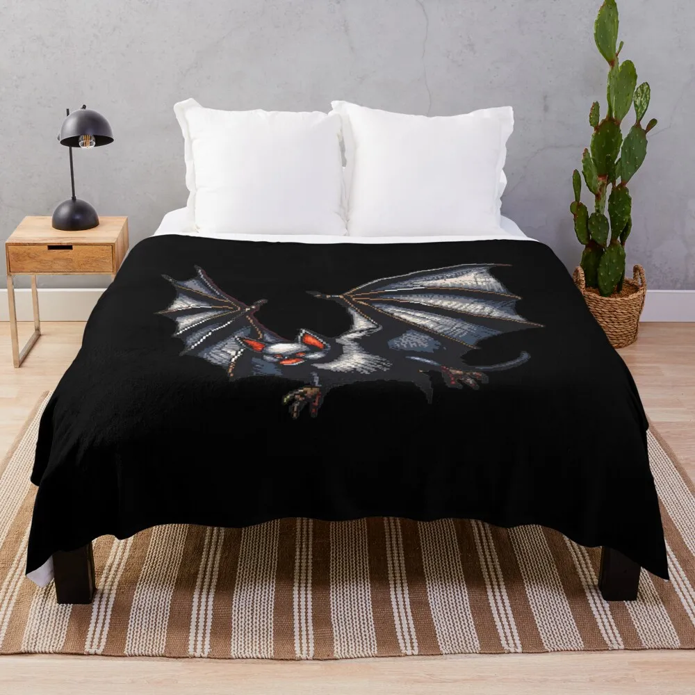 Pixelated Bat Artistry Throw Blanket Softest anime Designers Blankets