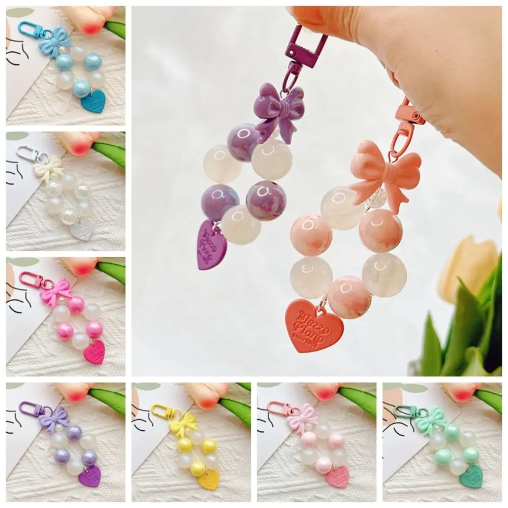 Cute and Sweet Anti Loss Mobile Phone Chains Double Layer DIY Phone Beaded Keychain Beaded Handmade Phone Straps Jewelry Gifts