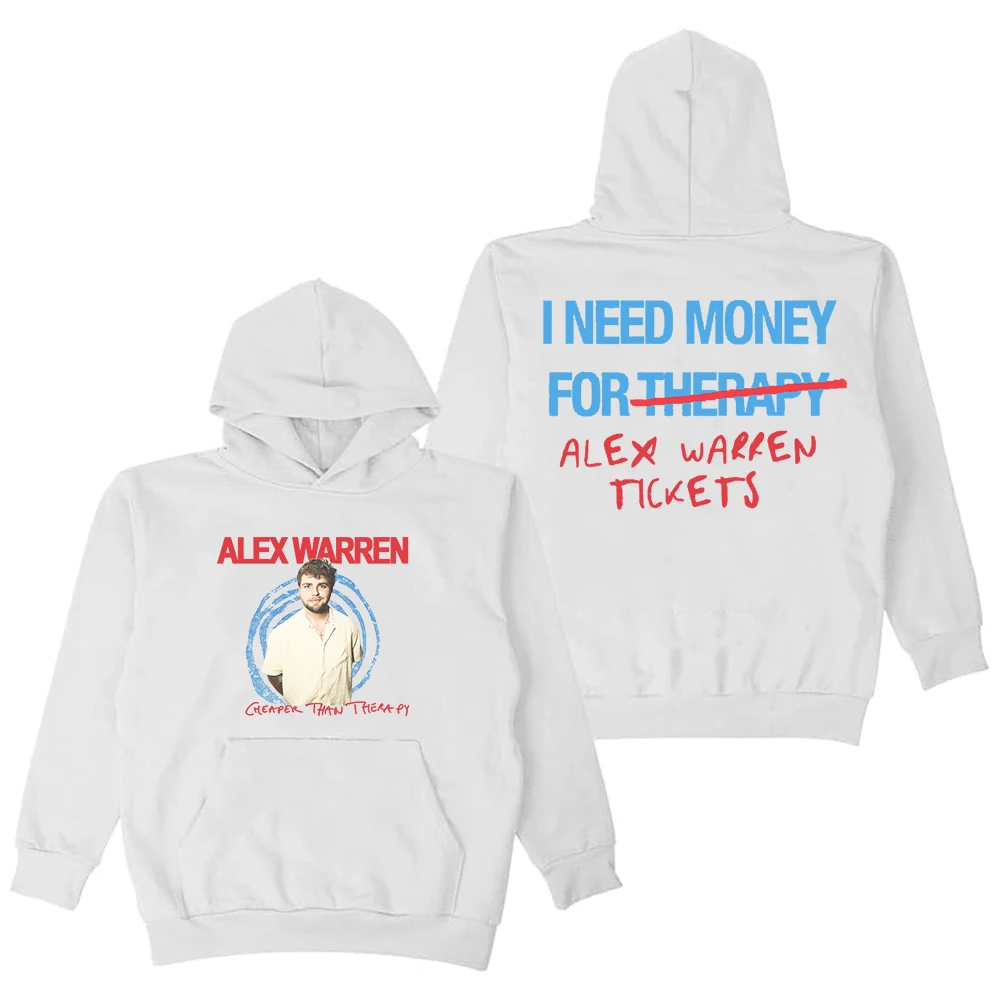 Alex Warren أرخص من تذاكر جولة العلاج Merch هوديي طويل الأكمام ملابس الشارع الشهير النساء الرجال قمصان سويت شيرت بقلنسوة