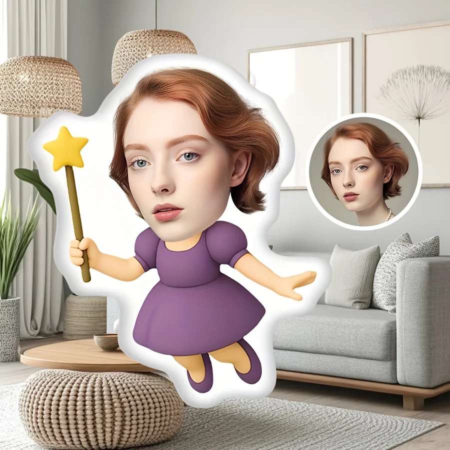 

Customized facial photo elf plush pillow for birthdays, Christmas anniversaries, personalized soft fabric gifts, unique home