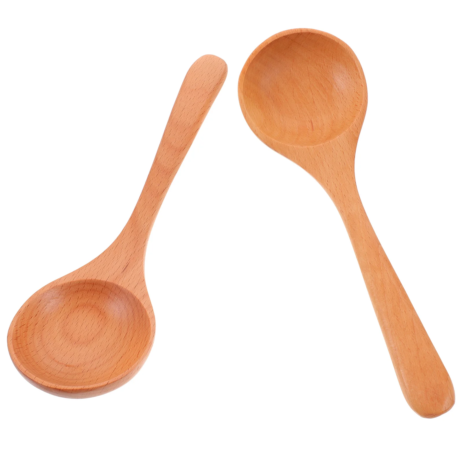 

2Pcs Beech Wood Long Handle Soup Spoons Elegant Multi-Function Household Dinner Spoon Daily Use Food Tableware