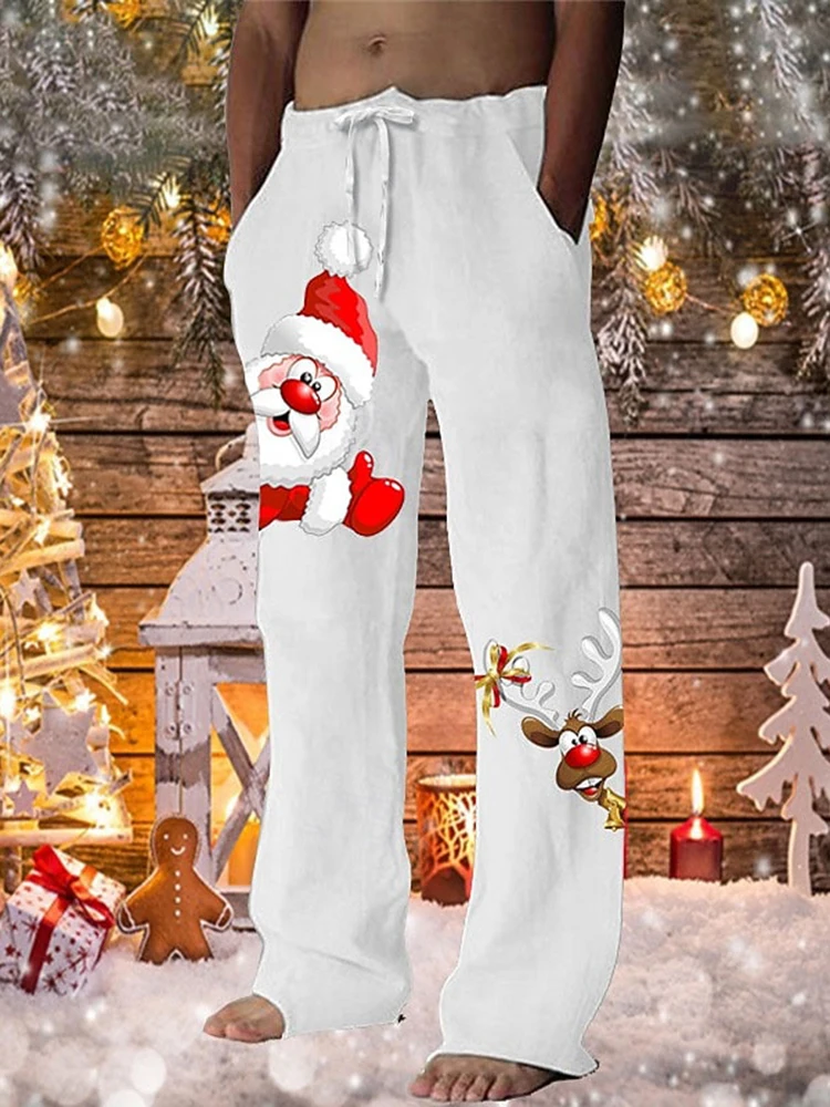 กางเกงลำลองผู้ชายลายหัวกะโหลกตลกๆ สำหรับฤดูใบไม้ร่วงคริสต์มาส ปี 2025 กางเกงลำลองใส่ได้ทุกวันและอเนกประสงค์ มีเชือกผูกเอว ไซส์ S-5XL