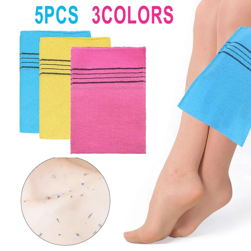 Hot 5Pcs Korean Italy Asian Exfoliating Bath Washcloth Body Scrub Shower Soft Towels Portable Exfoliating Bath Towel