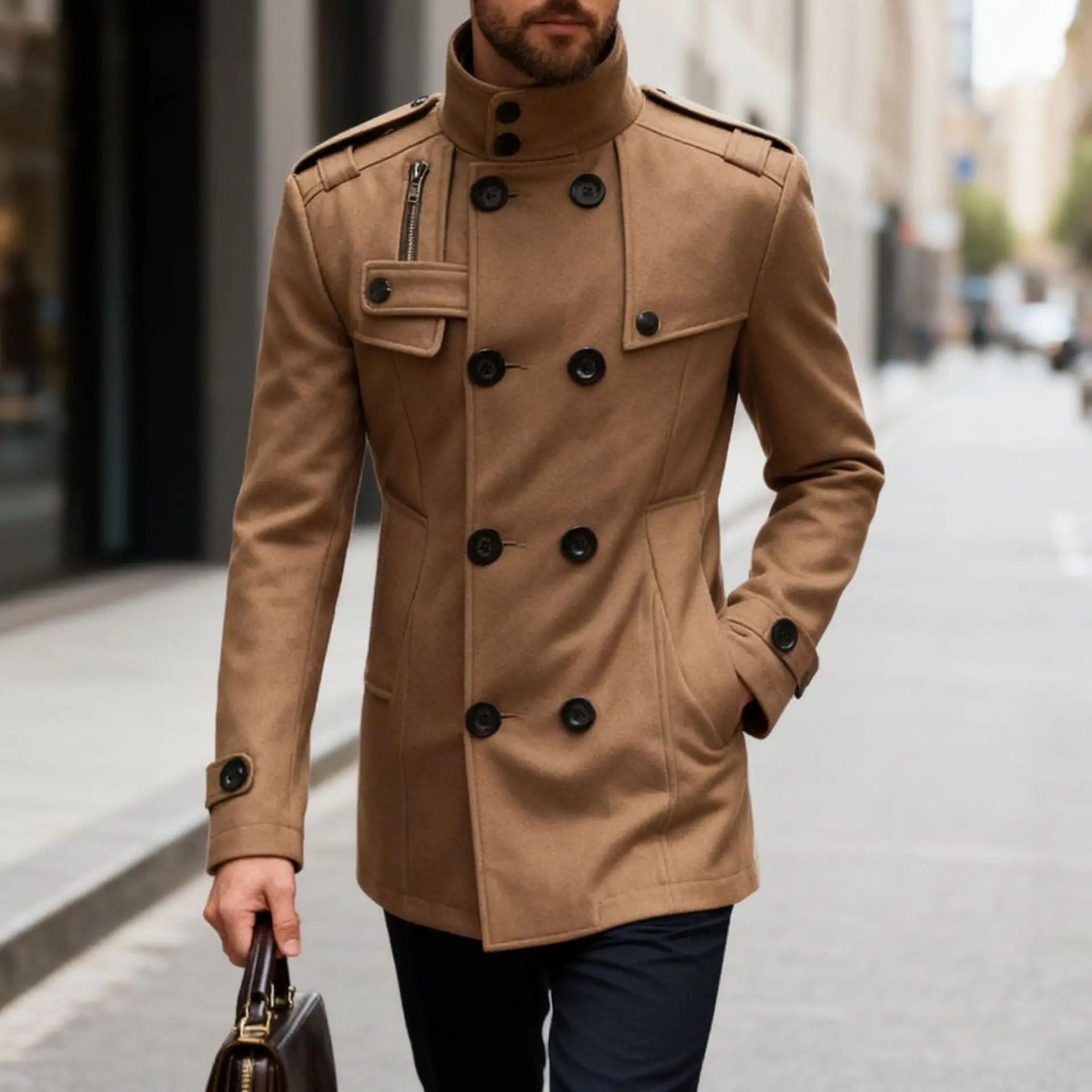 

Мужское полупальто из шерстяной смеси с капюшоном, расклешенными рукавами «летучая мышь», воротником-стойкой, винтажное, с флисовой подкладкой, праздничное, с эластичным бантом и завязками