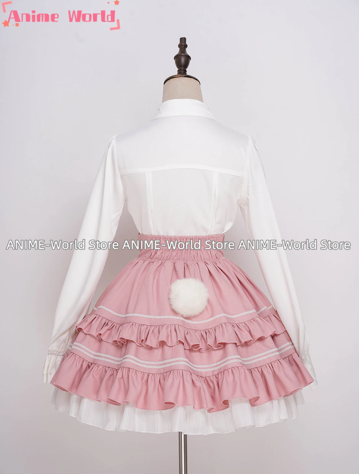 《Custom size》Anime Touhou Project Reisen Udongein Inaba Cute Uniform Cosplay Halloween Wig Women\'s Costume With Ear