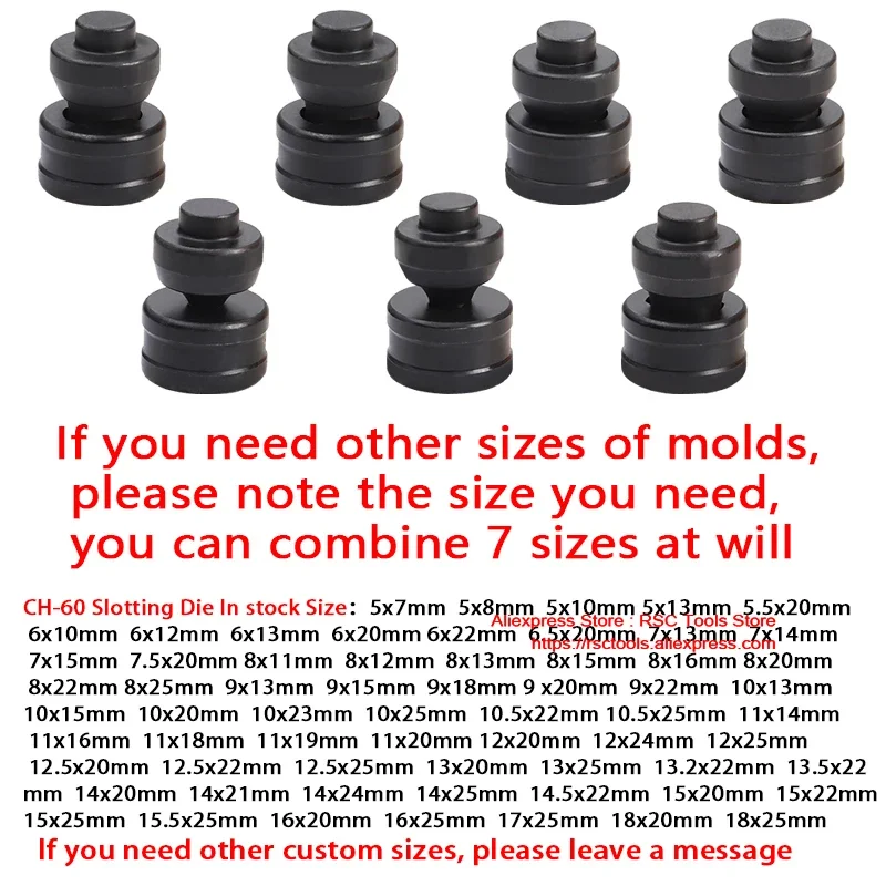 7 ชิ้นแม่พิมพ์เจาะไฮดรอลิก CH-60 Slotted Hole Die เจาะไฮดรอลิก Dies คู่มือ Punch Die Wrold ยาวแม่พิมพ์