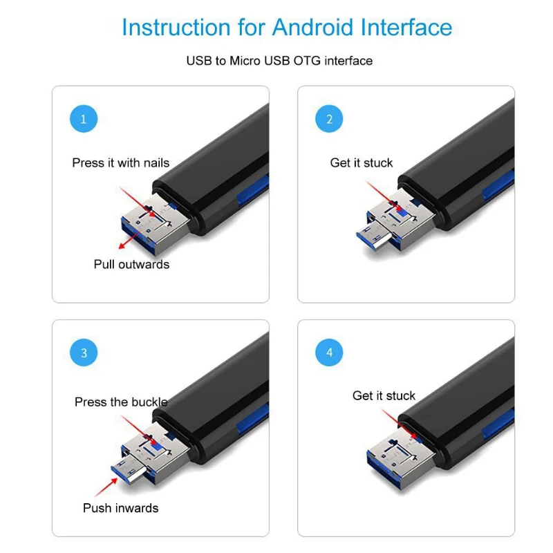 5 في 1 متعددة الوظائف Usb 2.0 نوع C/Usb/مايكرو Usb/Tf/SD قارئ بطاقة الذاكرة OTG قارئ بطاقة محول ملحقات الهاتف المحمول