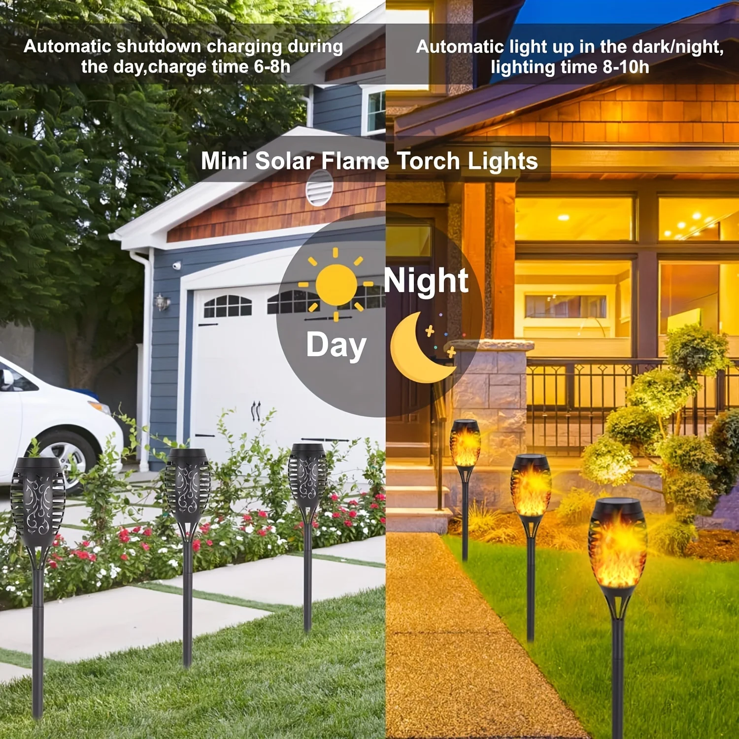 Tochas ao ar livre movidas a energia solar com chama cintilante, LED Pathway Lights, Garden Decor, Outside Yard Decor