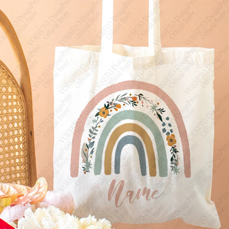 Bolsa de mano de arcoíris con nombre personalizado, regalo para el día de la madre, regalo para el profesor, 1 unidad