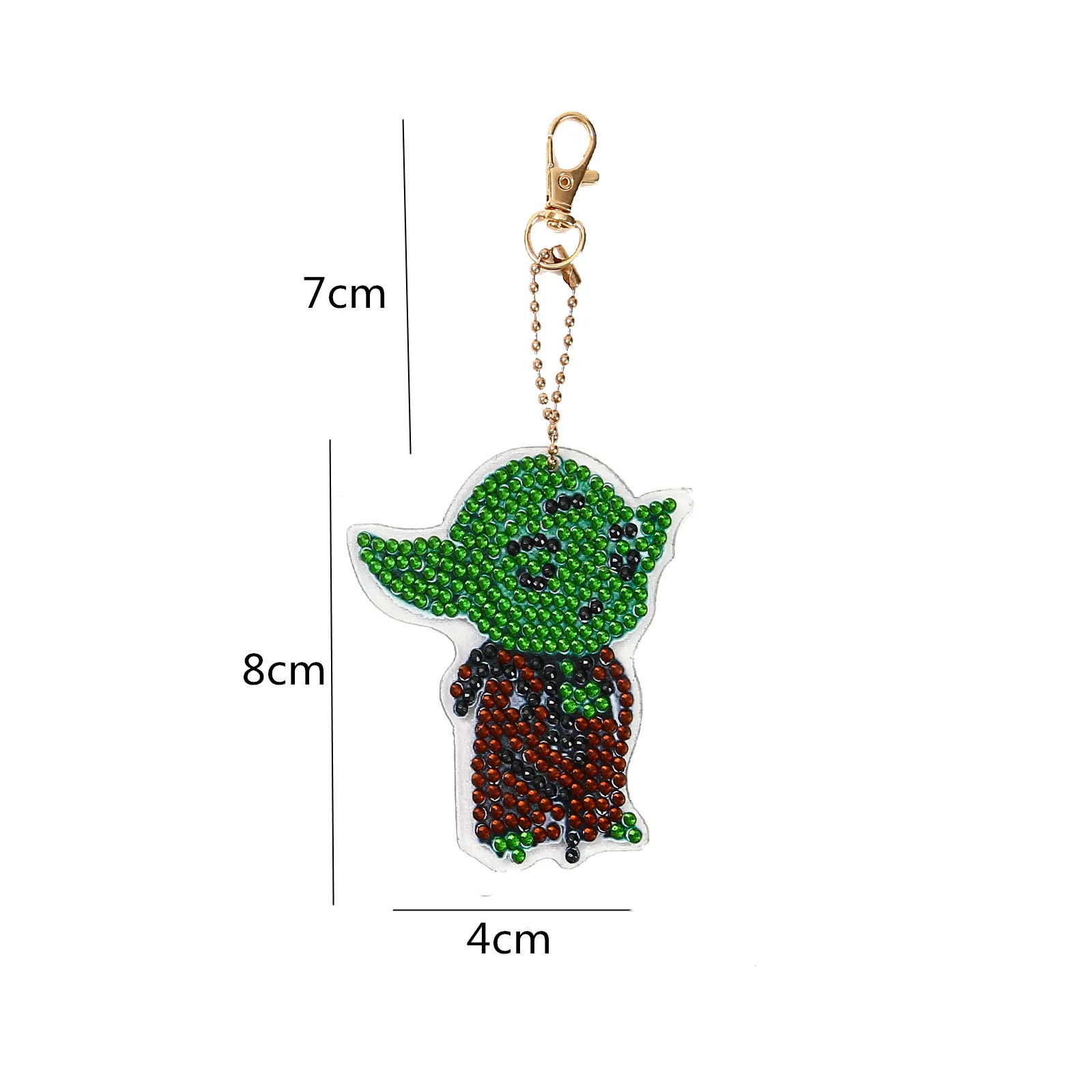 

Hot Selling Master Yoda Rhinestone Studded Keychain 5Pcs DIY Bag Pendant Decorative Charm Souvenirs Kids Gift Cartoon